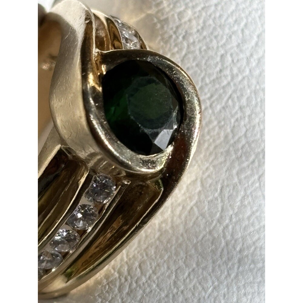 14k Green Tourmaline And Diamond Ring Size 5.75 - Picture 4 of 9